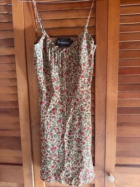 Réalisation Par Floral Silk Slip Dress Size S | Cream Red Rose | Like New